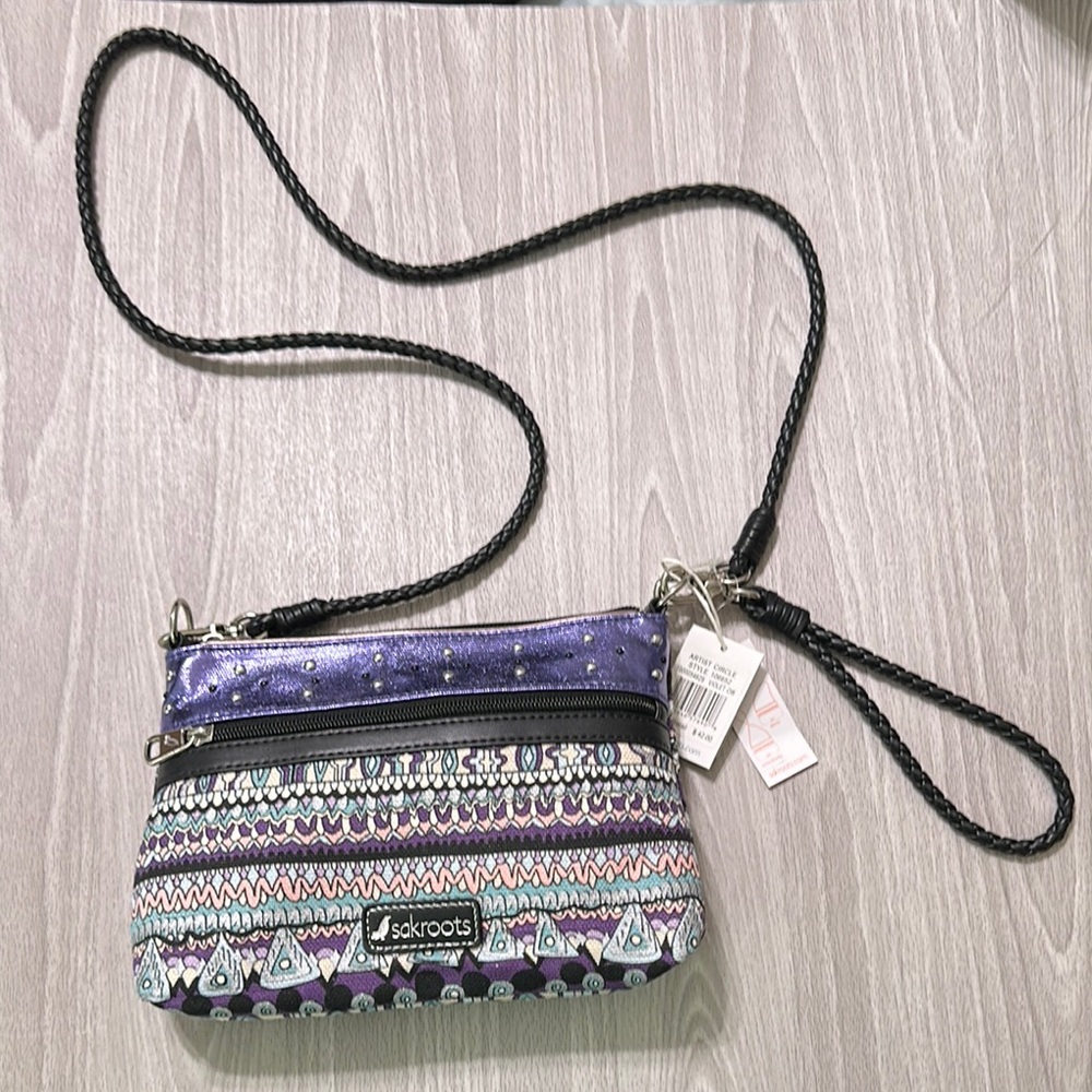 Sakroots Multicolor Patterned Wristlet/ crossbody/demi